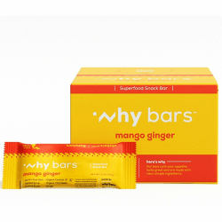 Why Bars Superfood Protein Snack Bars - Gluten-free, Dairy-free, Soy-free, Non-GMO, Individually Wrapped - Mango Ginger - 2.04 oz - 12 / Pack