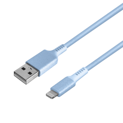 iHome Sandspray Nylon Lightning To USB-A Cable, 6', Blue