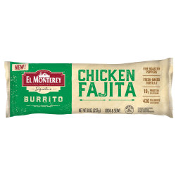 El Monterey Chicken Fajita Burritos, 8 Oz, Carton Of 12 Burritos