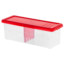 Iris Holiday Ribbon Box, 16-1/8"L x 5-5/8"W x 5-9/16"H, Clear/Red