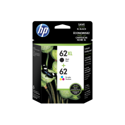 HP 62XL/62 High-Yield Black And Tri-Color Ink Cartridges, Pack Of 2, N9H67FN