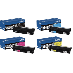 Brother® TN433 Black; Cyan; Magenta; Yellow High Yield Toner Cartridges, Pack Of 4, TN433SET-OD