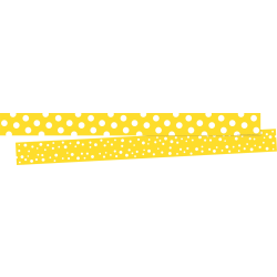 Barker Creek Double-Sided Borders, 3" x 35", Dot To Dot Lemon, Set Of 24 Borders