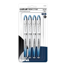 uni-ball® Vision™ Elite™ Liquid Ink Rollerball Pen, Bold Point, 0.8 mm, Silver Barrels, Blue/Black Ink