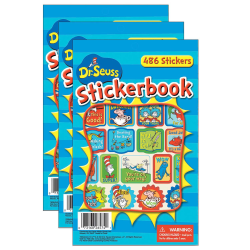 Eureka Sticker Books, Dr. Seuss, 486 Stickers Per Book, Pack Of 3 Books
