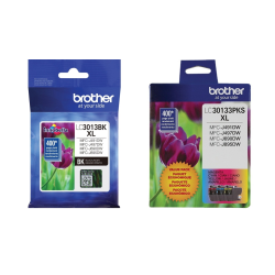 Brother® LC3013 Black; Cyan; Magenta; Yellow High-Yield Ink Cartridges, Pack Of 4, LC3013SET-OD
