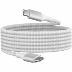 Belkin 240W USB-C to USB-C Cable - 480 Mbps - Nylon, Braided - M/M - 2m/6.6ft - White - 6.56 ft USB-C Data Transfer Cable for MacBook, MacBook Air, MacBook Pro, Chromebook, Notebook, iPad, iPad Air, USB Device, Tablet, Smartphone, Gaming Console