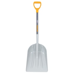 Poly Scoop with Hardwood Handle, 18 in L x 14.37 in W Blade, Square Point, 28 in Hardwood D-Grip handle
