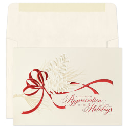 Custom Embellished Holiday Cards And Envelopes, 7-7/8" x 5-5/8", Pine Appreciation, Box Of 25 Cards
