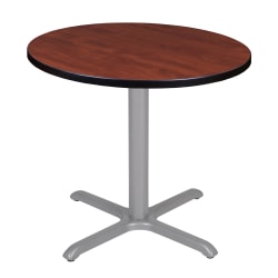 Regency Cain Round X-Base Breakroom Table, 29"H x 30"W x 30"D, Cherry/Maple/Gray