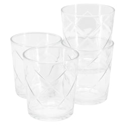 Gibson Home Lattice 4-Piece Double Old-Fashioned Glass Set, 13.5 Oz, Clear