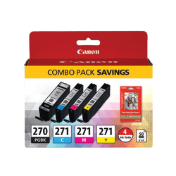 Canon® PGI-270/CLI-271 Black And Cyan, Magenta, Yellow Ink Tanks And Paper, Pack Of 4, 0373C005
