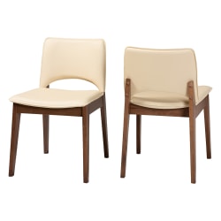 Baxton Studio Afton Dining Chairs, Beige/Walnut Brown, Set Of 2 Chairs