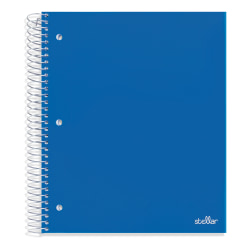 Office Depot® Brand Stellar Poly Notebook, 8" x 10-1/2", 5 Subject, Wide Ruled, 200 Sheets, Blue