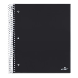 Office Depot® Brand Stellar Poly Notebook, 8" x 10-1/2", 5 Subject, Wide Ruled, 200 Sheets, Black
