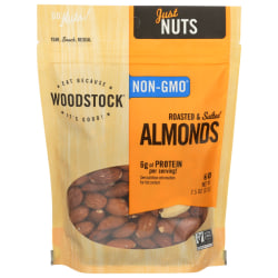 Woodstock Foods Non-GMO Almonds, Roasted And Salted, 7.5 Oz, Total Qty 8