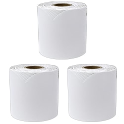 Carson Dellosa Education Rolled Scalloped Borders, White, 65' Per Roll, Pack Of 3
