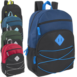 Trailmaker Bungee Backpacks, Assorted Colors, Case Of 24 Backpacks