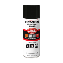 Rust-Oleum Industrial Choice 1600 System Multi-Purpose Enamel Spray Paint, 12 Oz, Gloss Black, Case Of 6 Cans