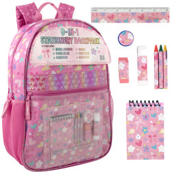 Trailmaker 9-in-1 Backpack With School Supplies, Pink Flower Print