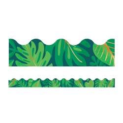 Carson-Dellosa One World Tropical Leaves Scalloped Borders, 2-1/4" x 36", Multicolor, Pack Of 13 Strips