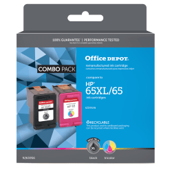 Office Depot® Brand Remanufactured High-Yield Black/Standard Yield Tri-Color Ink Cartridge Replacement For HP 65XL/65, OD65XL65CP