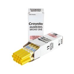 Crayola® Washable Broad Line Markers, Yellow, Pack Of 12 Markers