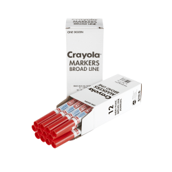 Crayola® Washable Broad Line Markers, Red, Pack Of 12 Markers