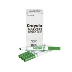Crayola® Washable Broad Line Markers, Green, Pack Of 12 Markers