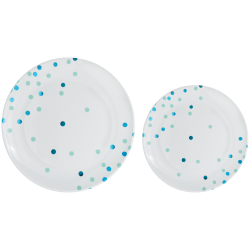 Amscan Round Hot-Stamped Plastic Plates, Blue, Pack Of 20 Plates