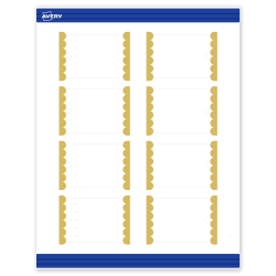 Avery® Print-To-The-Edge Tags With Sure Feed® Technology, S00-DK7-PRMWT10, Rectangle, 2" x 3", Matte White, Preprinted Gold Dots Edge Design, Pack Of 80