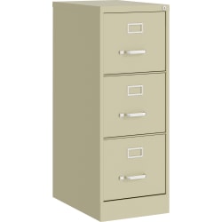 Lorell Commercial-Grade Putty Vertical File - 15" x 22" x 40.2" - 3 x Drawer(s) for File - Letter - Vertical - Ball-bearing Suspension, Removable Lock, Pull Handle, Wire Management - Brown - Recycled