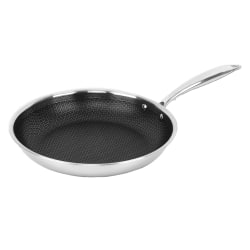 Brentwood 3-Ply Hybrid Non-Stick Stainless Steel Induction-Ready Frying Pan, 11", Silver
