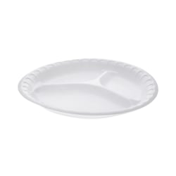 Pactiv Evergreen Placesetter® Satin Non-Laminated Foam Dinnerware, 3-Compartment Plate, 10.25" dia, White, 540/Carton