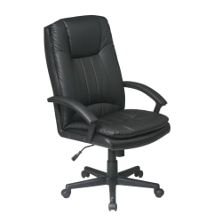 Office Star™ Deluxe Bonded Leather High-Back Executive Chair, Black