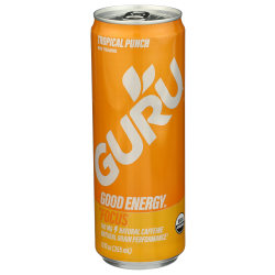 Guru Organic Energy Drinks, Tropical Punch, 12 Oz, Total Qty 24