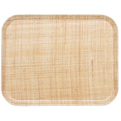 Cambro Camtray Rectangular Serving Trays, 15" x 20-1/4", Rattan, Pack Of 12 Trays