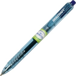 SKILCRAFT® 100% Recycled Retractable Gel Pens, 0.7 mm, Transparent Barrel, Blue Ink, Pack Of 12