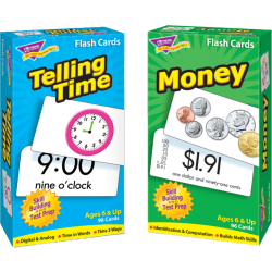 TREND Time And Money Skill Drill Flash Cards, 3" x 6", 1st To 6th Grade