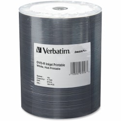 Verbatim® DVD-R Printable Disc Spindle, White, Pack Of 100