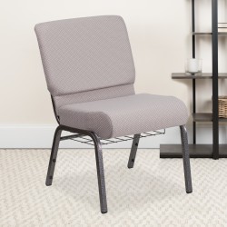 Flash Furniture HERCULES Series Church Chair With Book Rack, Gray Dot/Silver Vein