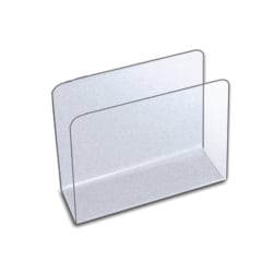 Azar Displays Medium Lateral Desk File Holders, 6-1/2"H x 7-3/4"W x 3-1/2"D, Clear, Pack Of 4 File Holders