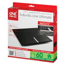 One For All Suburbs Line Pro Amplified Indoor Flat HDTV Antenna With Automatic Gain Control
