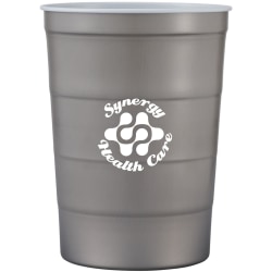 Custom Recyclable Steel Chill-Cups, 16 Oz, Gray