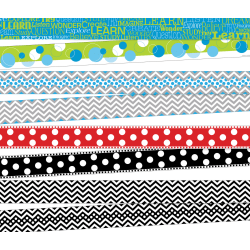 Barker Creek Chevron/Dots Double-Sided Borders, 3" x 35", Multicolor, Pack Of 52 Borders