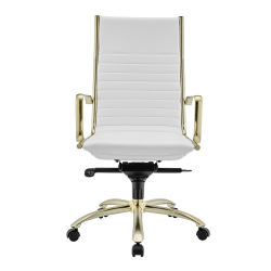 Eurostyle Dirk Faux Leather High-Back Commercial Office Chair, Matte Gold/White