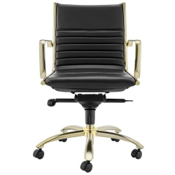 Eurostyle Dirk Faux Leather Low-Back Commercial Office Chair, Matte Gold/Black