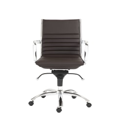Eurostyle Dirk Faux Leather Low-Back Commercial Office Chair, Chrome/Brown