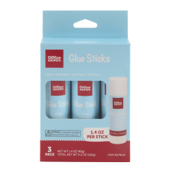 Office Depot® Brand Glue Sticks, 1.4 Oz, Clear, Pack Of 3 Glue Sticks