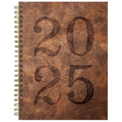 2025 TF Publishing Weekly/Monthly Planner, 6-1/2" x 8", Aged Leather, January To December